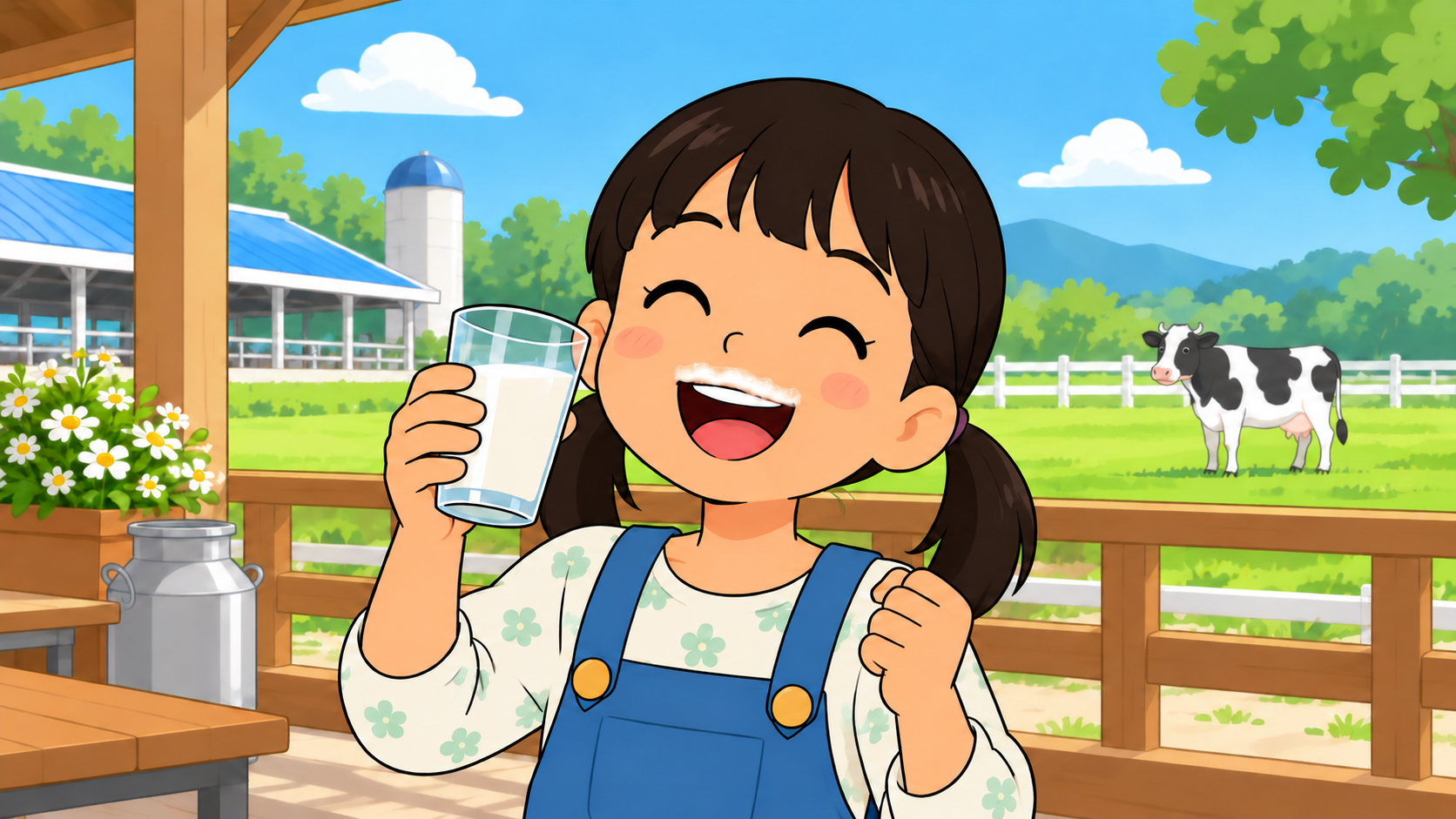 Original illustration for Kyushu milk-moustache challenge
