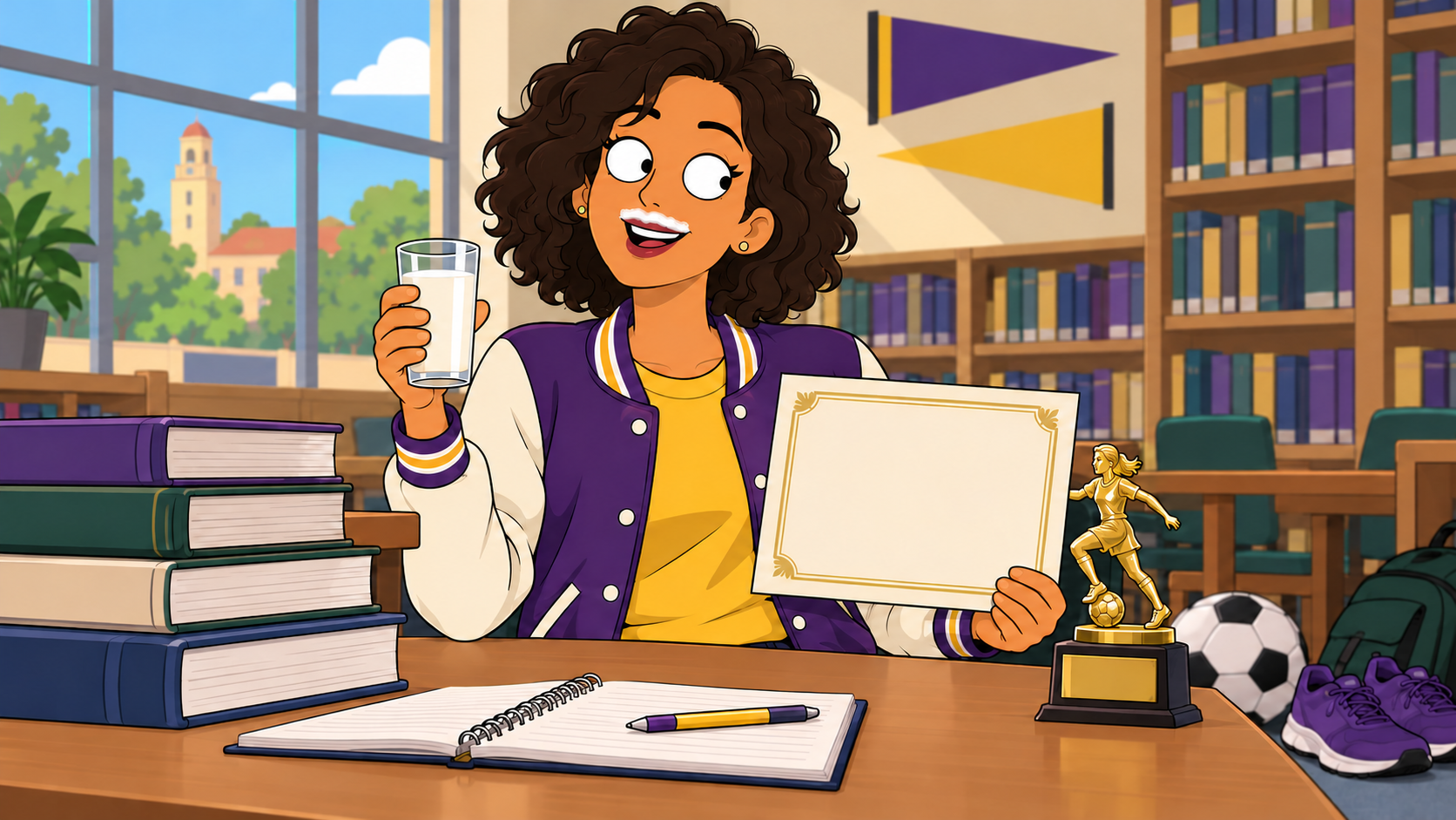 Original illustration for the SAMMY — Scholar Athlete Milk Mustache of the Year collection