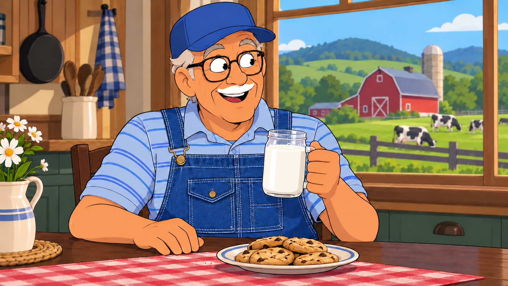Original illustration for the Vermont Milk — Where’s your mustache? collection