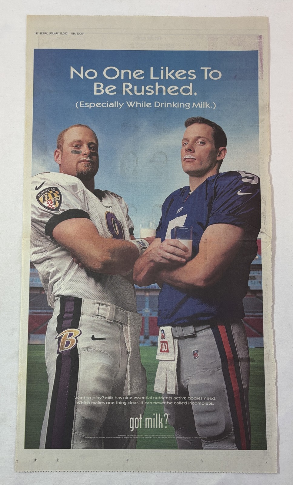 Trent Dilfer / Kerry Collins - Super Bowl XXXV — full-page newspaper version