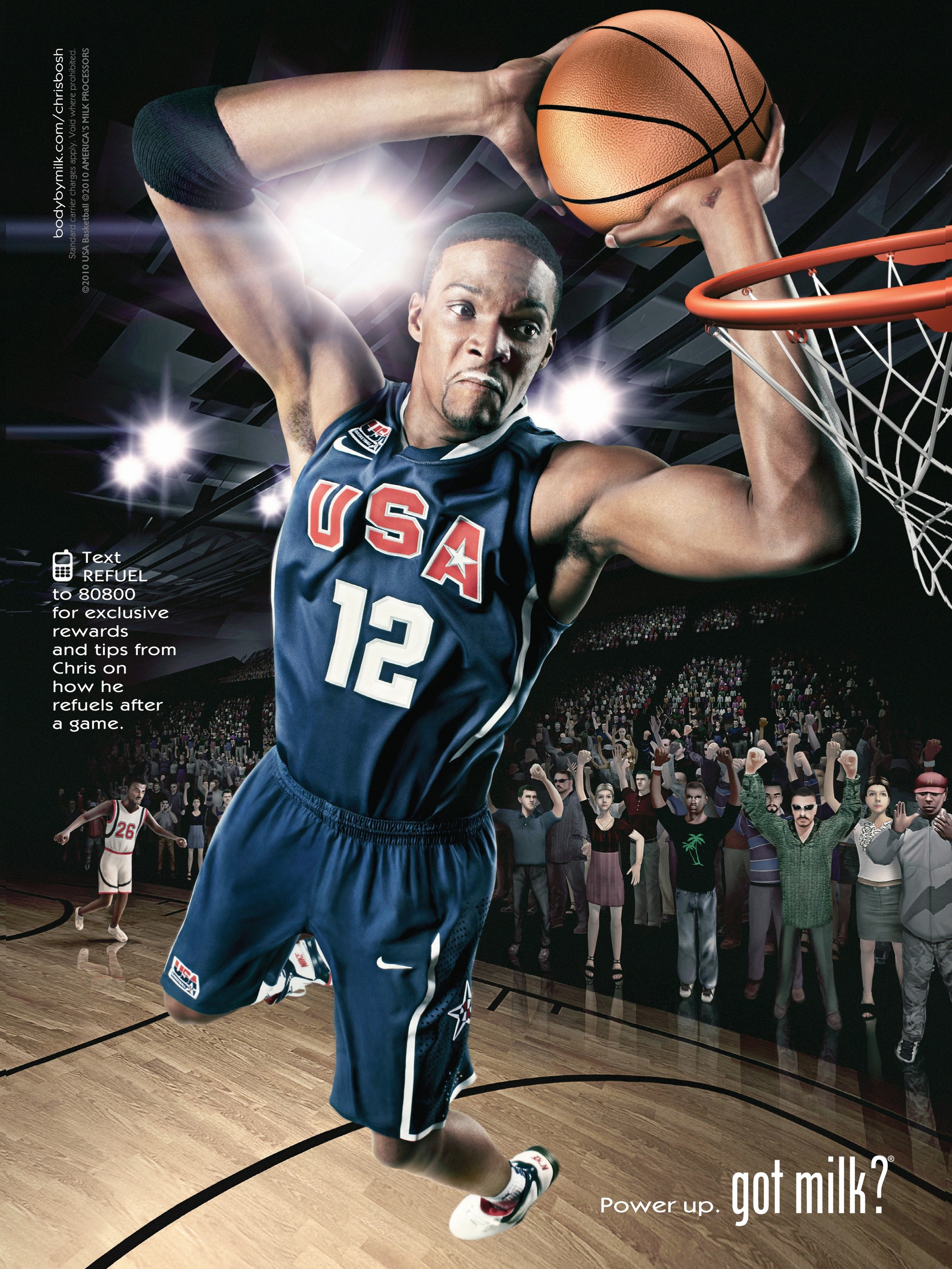Chris Bosh — bodybymilk.com fan-kit version — “Text REFUEL to 80800” copy