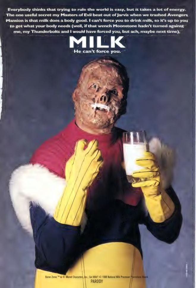 Baron Zemo — Marvel milk parody