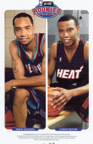 Drew Gooden & Caron Butler — 2003 Milk Mustache Rookies advertisement