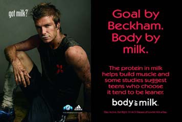 David Beckham (Middle and High Schools) “Goal by Beckham. Body by milk.”