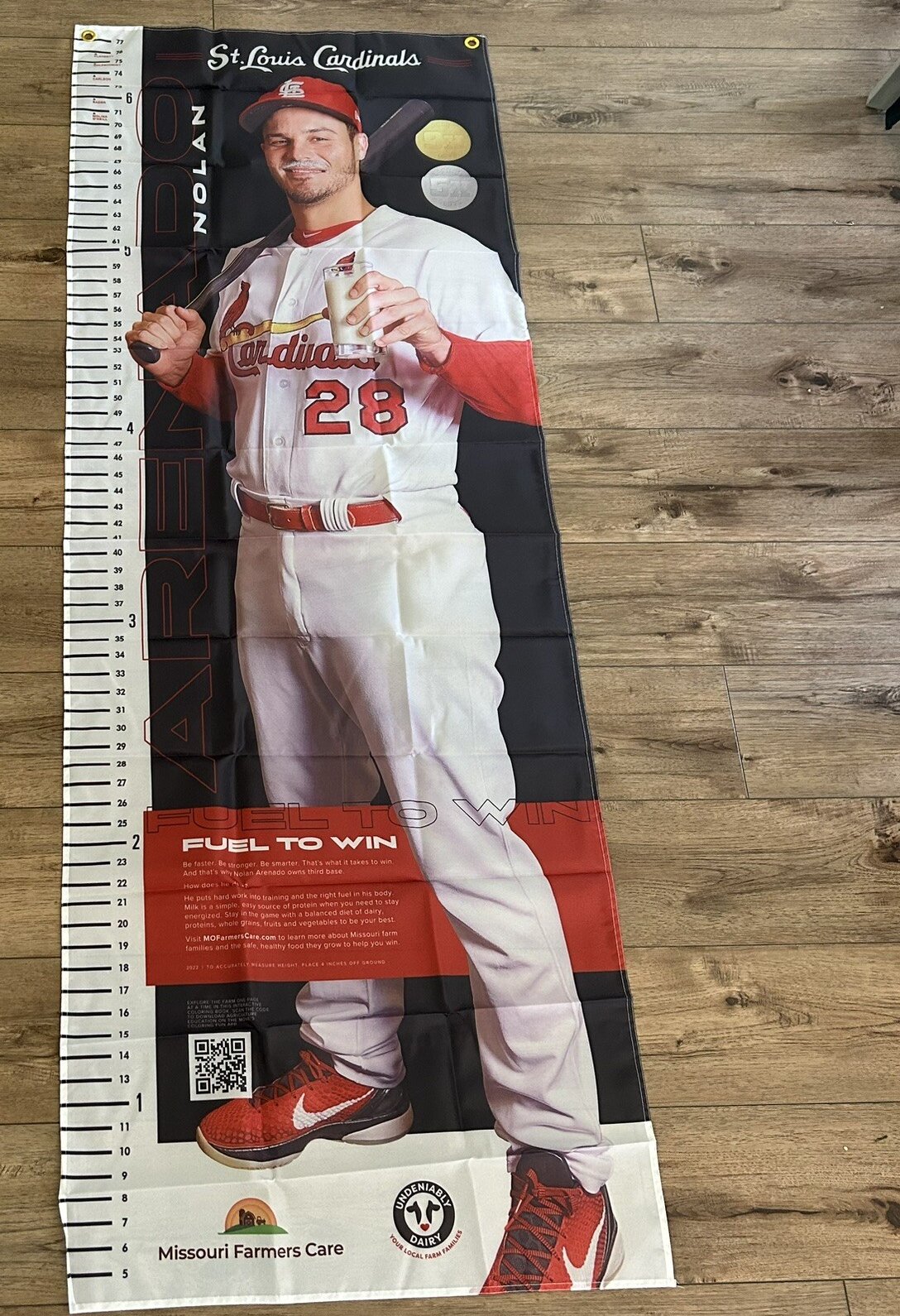 Nolan Arenado 'Fuel to Win' milk-mustache growth-chart banner (Cardinals)
