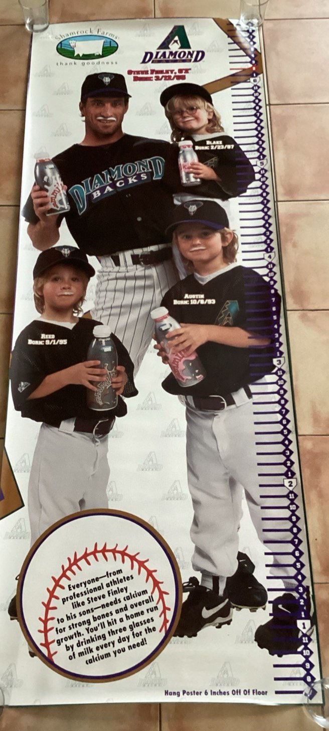 Steve Finley Shamrock Farms milk-mustache growth-chart poster (Arizona Diamondbacks)