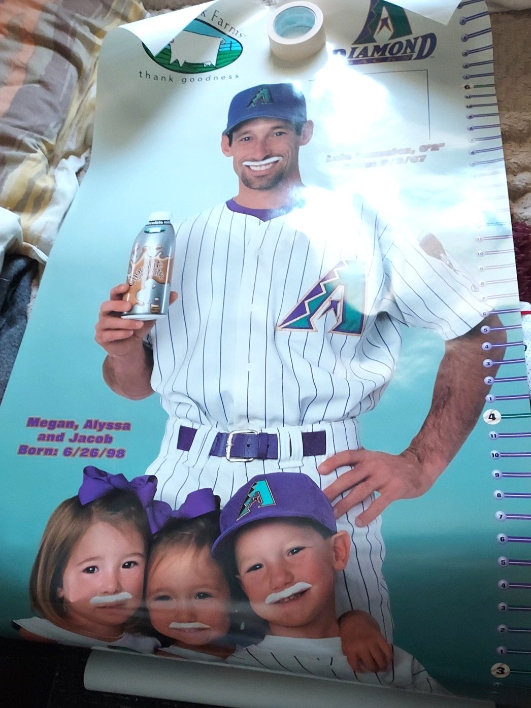 Luis Gonzalez Shamrock Farms milk-mustache growth-chart poster (Arizona Diamondbacks)