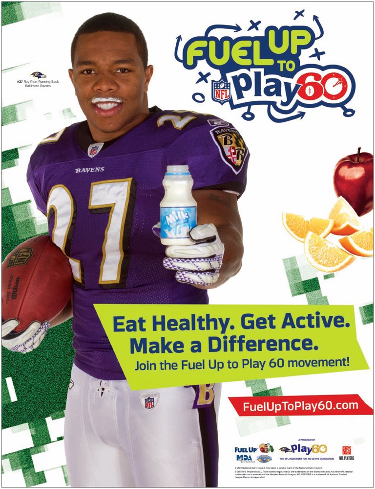 Ray Rice “Eat Healthy. Get Active. Make a Difference.” Fuel Up to Play 60 poster (Ravens, 2011)