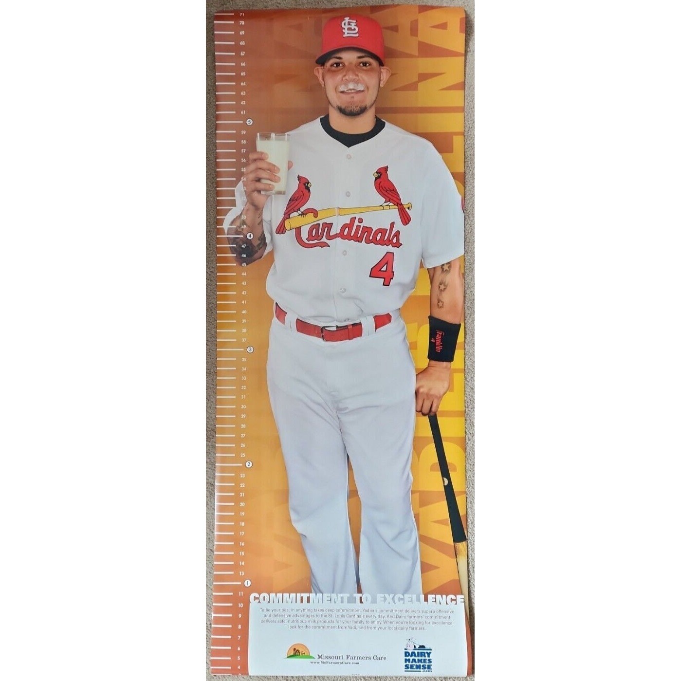 Yadier Molina “Commitment to Excellence” milk-mustache growth-chart poster (Cardinals, 2013)